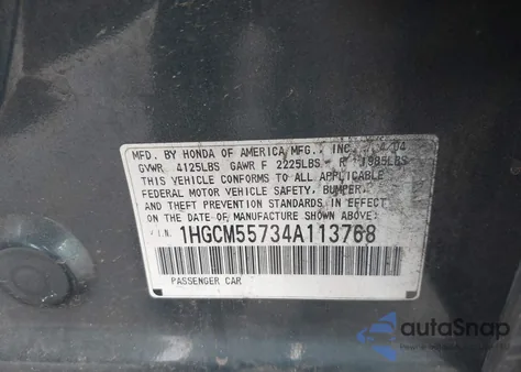 2004 Honda Accord 2.4 Ex from USA, damaged, VIN 1HGCM55734A113768